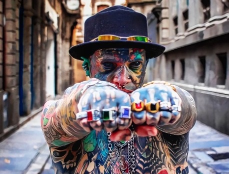 Marcelo Bboy, homem que possui 98% de seu corpo tatuado, é uma das atrações do Vale Tattoo Festival.