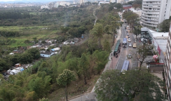 Imagem geral da comunidade Nova Esperança, localizado dentro do Banhado de São José dos Campos