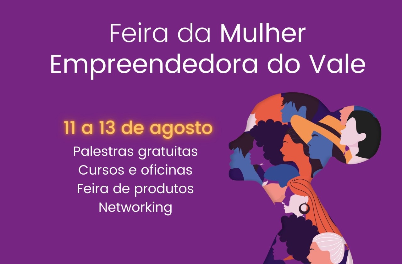 Arte de divulgação da Realiza Mulher - Feira da Mulher Empreendedora do Vale do Paraíba