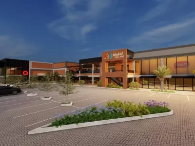 Projeto em 3D da parte interna do Madrid Open Mall, empreendimento do jogador Casemiro.