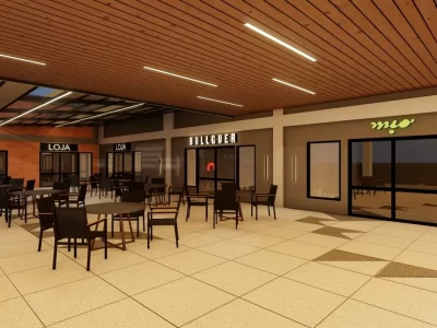 Projeto em 3D da parte externa do Madrid Open Mall, empreendimento do jogador Casemiro.