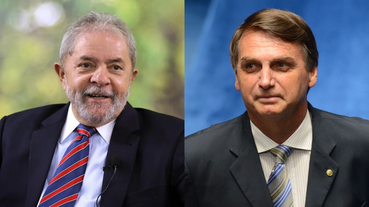 À esquerda, Lula, à direita, Jair Bolsonaro; candidatos do segundo turno não podem ser presos a partir deste sábado; arte ilustrativa.