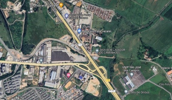 Trecho que ilustra área em que nova ligação SJC-Jacareí/Jacareí-SJC deve ser construída