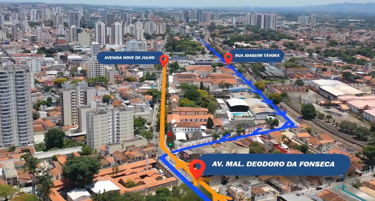 Detalhamento da mudança que irá acontecer na Avenida Nove de Julho, no centro de Taubaté
