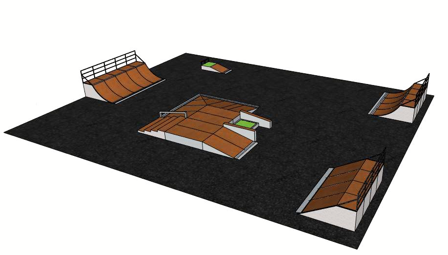 Maquete das pistas de skate street que serão instaladas no Poliesportivo de Eugênio de Melo e no Parque da Cidade em São José dos Campos