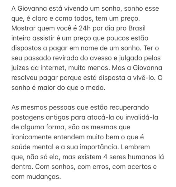 pronunciamento da equipe de giovanna leão após acusações de racismo