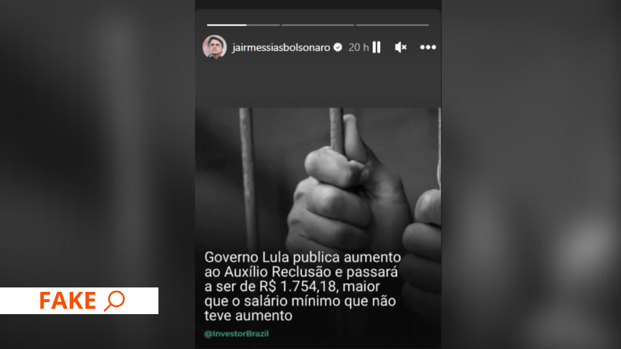 Print da fake news publicada no Instagram de Jair Bolsonaro.