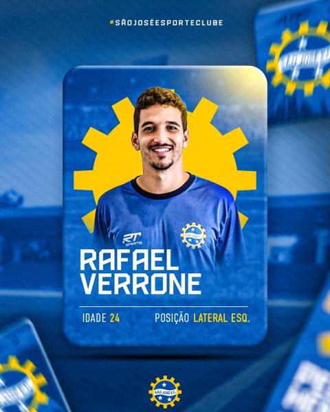 arte de anúncio da contratação de rafael verrone