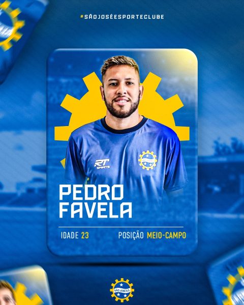 arte de anúncio da contratação de pedro favela