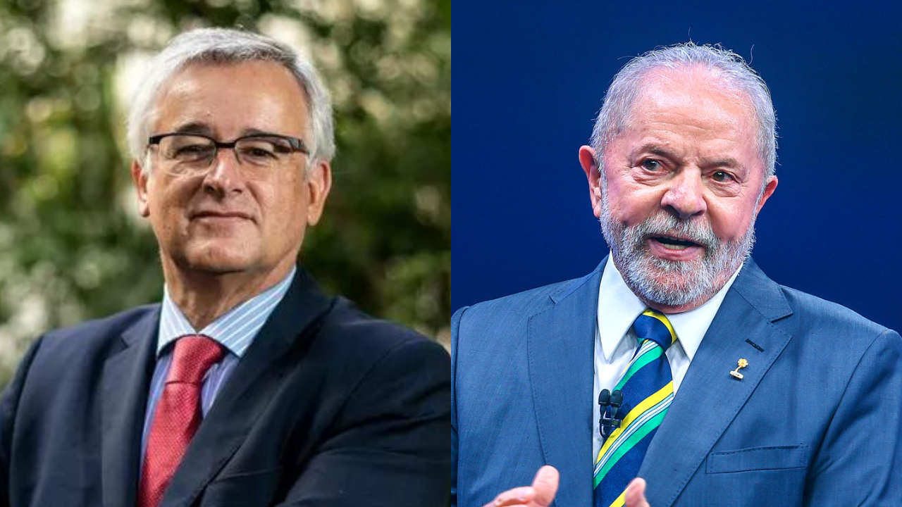 Embaixador da União Europeia no Brasil compartilha crítica à Lula. Na foto ambos aparecem com terno e gravata, olhando para a câmera.