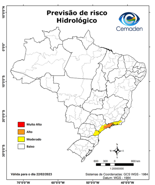 imagem ilustrativa sobre previsão de riscos hidrológicos na região sudeste; foto ilustra matéria sobre risco de novos deslizamentos no litoral norte