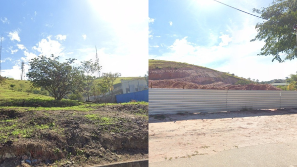 colagem com fotos do morro localizado atrás da cedin maria aparecida barbosa pedroa.