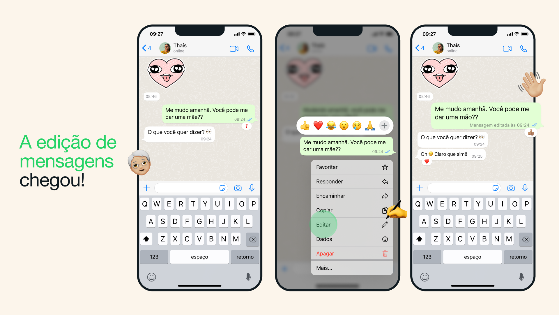 whatsapp vai permitir que usuário possa editar mensagens