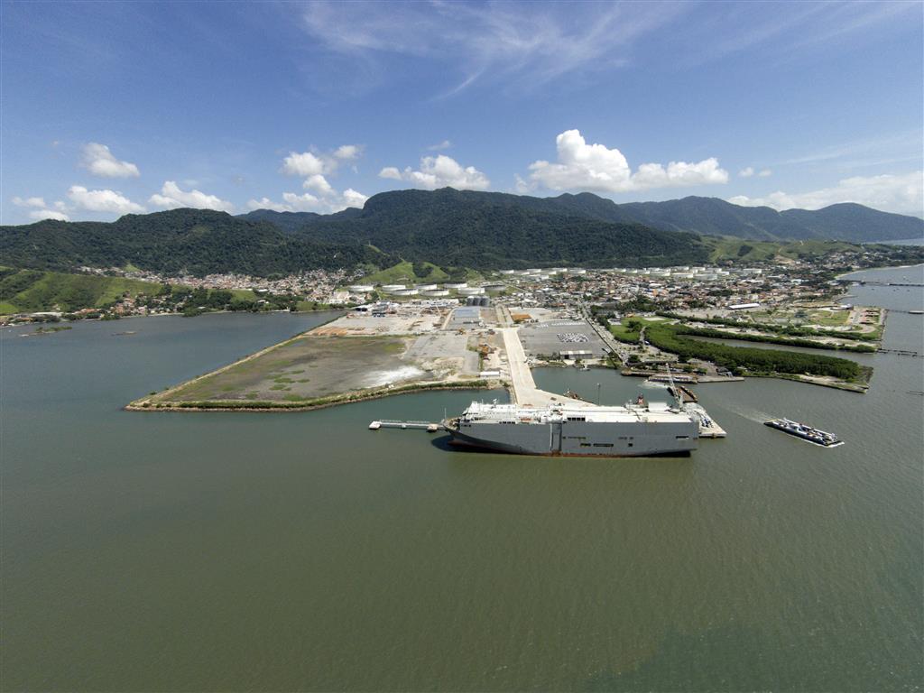 Porto de São Sebastião em visão aérea. Felicio falou sobre o Porto de São Sebastião e sua outorga