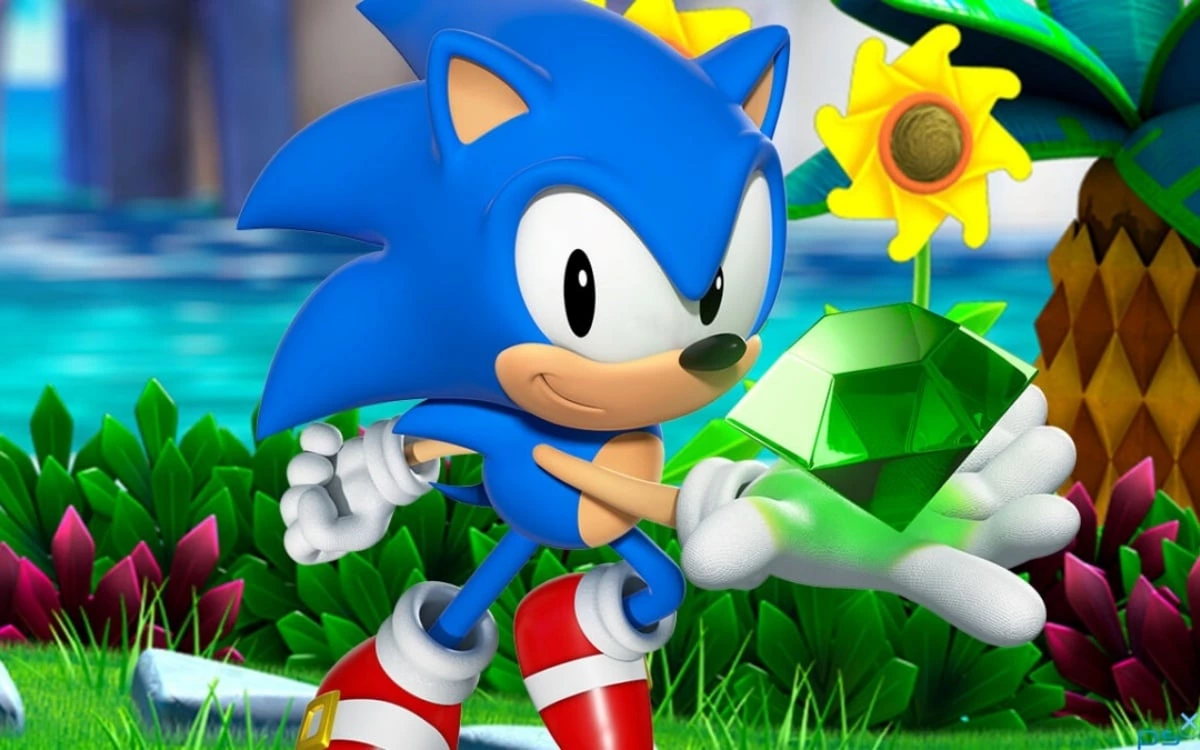 Sonic seguurando uma esmeralda