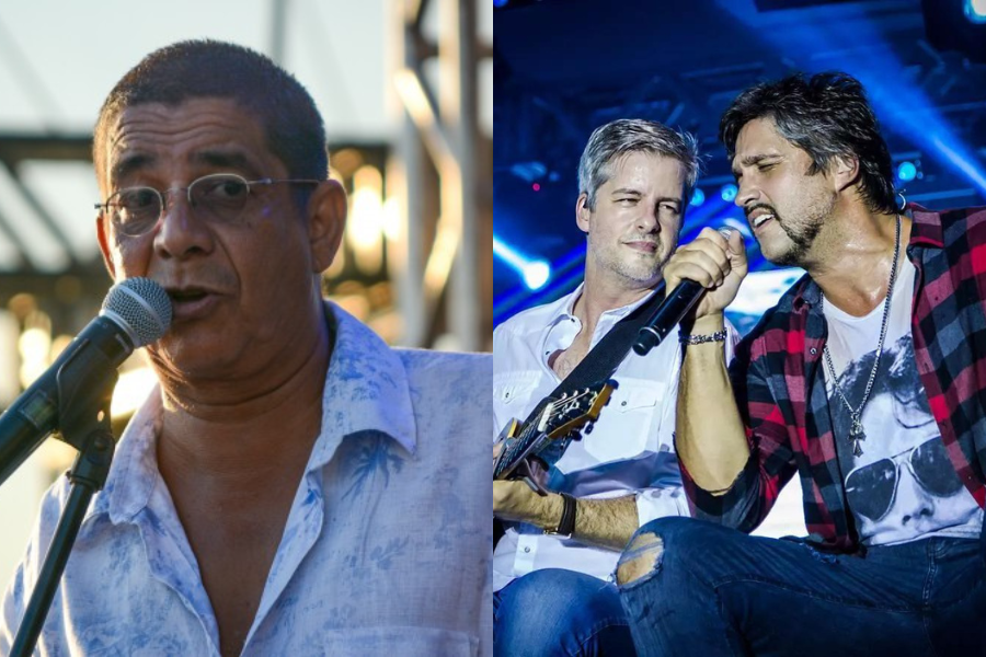 colagem de fotos de zeca pagodinho (à esquerda) e victor & leo (à direita)