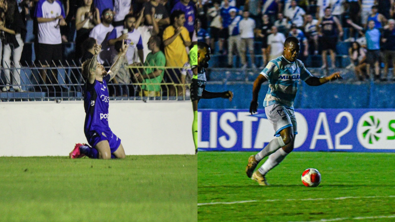 montagem com fotos de jogadores do são josé e taubaté à esquerda