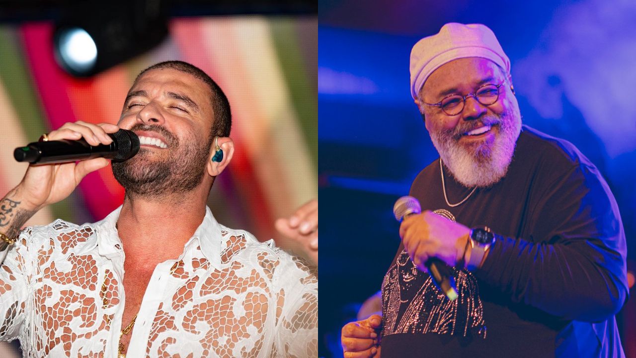 Diogo Nogueira e Jorge Aragão, cantores de samba que se apresentam neste sábado na Farma Conde Arena, em SJC