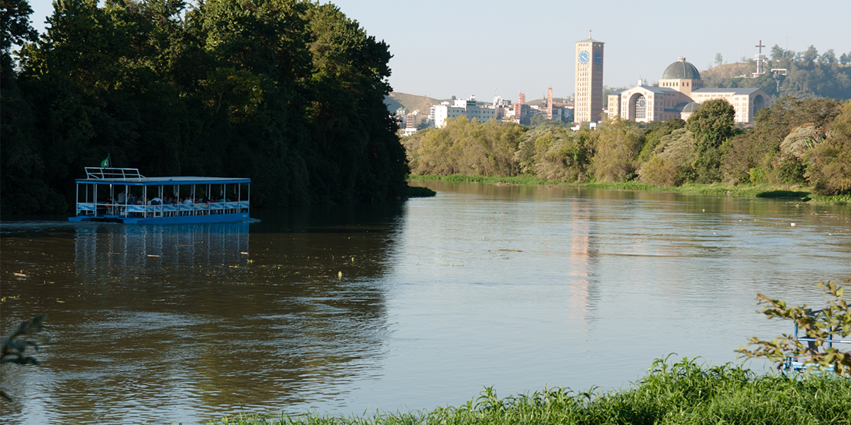 trecho do porto itaguaçu em aparecida onde será montada a saída do passeio de balsa do parque dos três pescadores