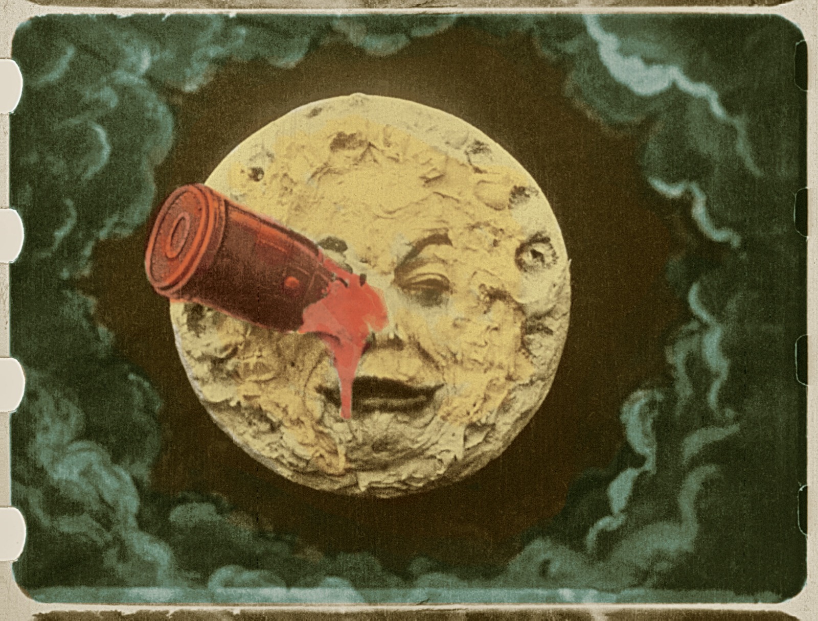 Único frame (quadro) colorido sobrevivente de Le Voyage dans la Lune (1902), de Georges Méliès.