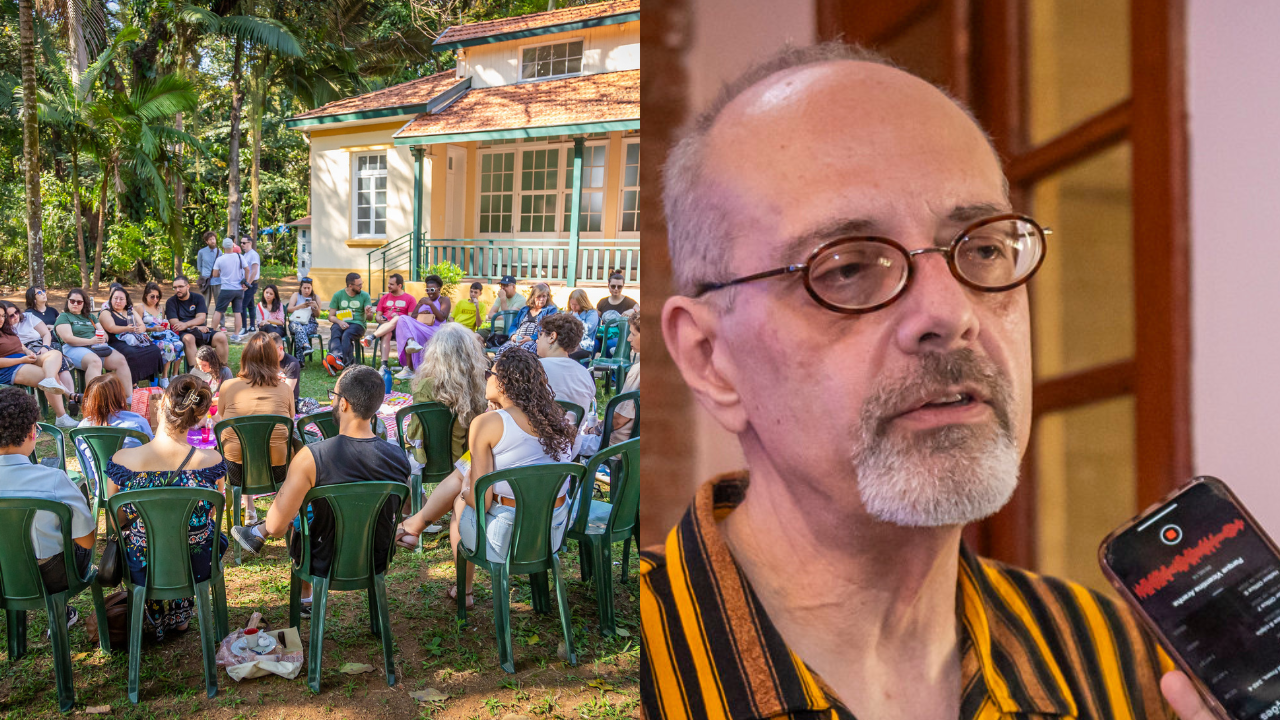 colagem de foto de evento na flim e do curador da semana cassiano ricardo em 2024, julio ottoboni