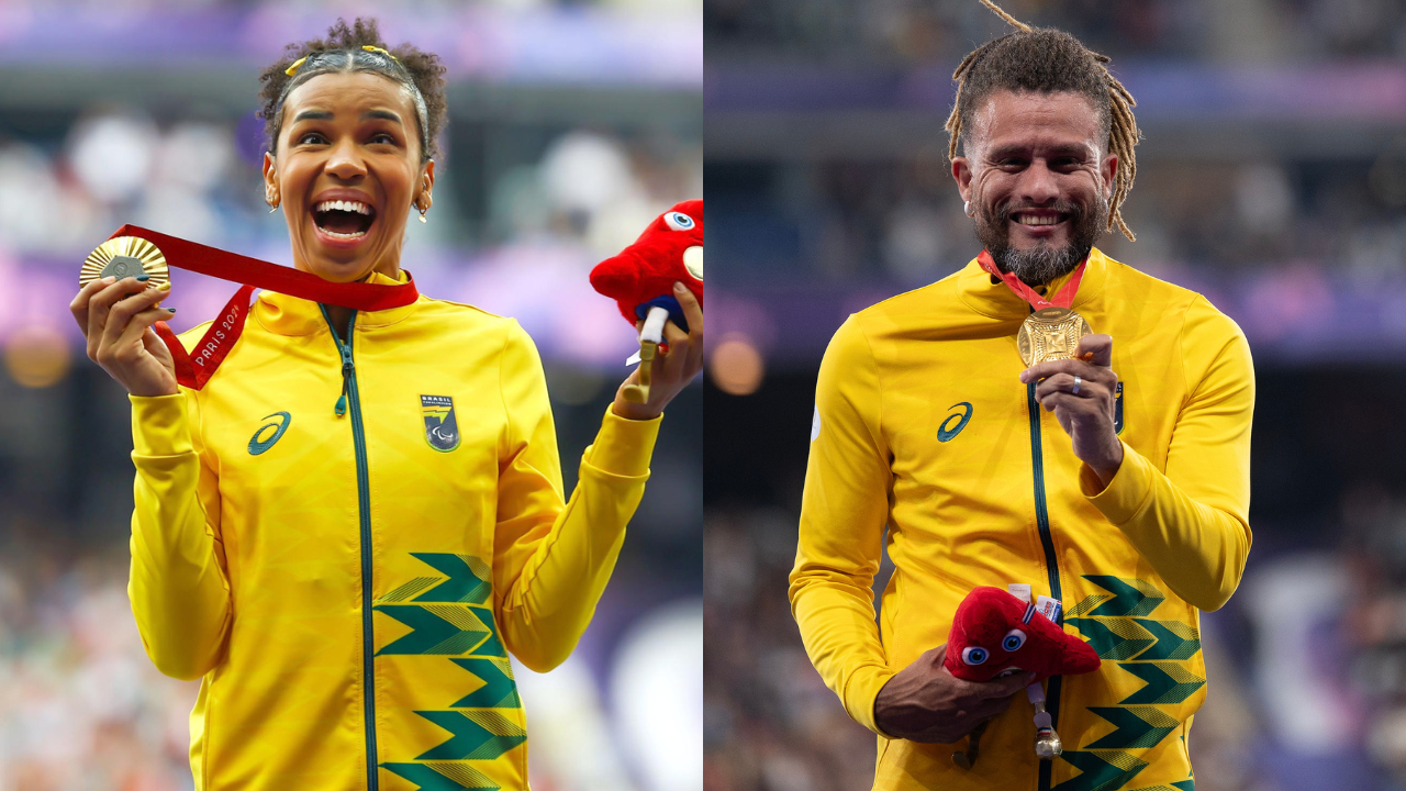 Rayane Soares e Ricardo Mendonça ganharam as medalhas de ouro e prata, cada um, nas Paralimpíadas de Paris