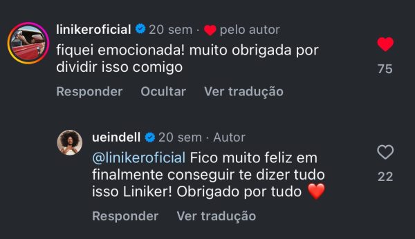 Interação entre a cantora Liniker e o fã Wendell Alexandre