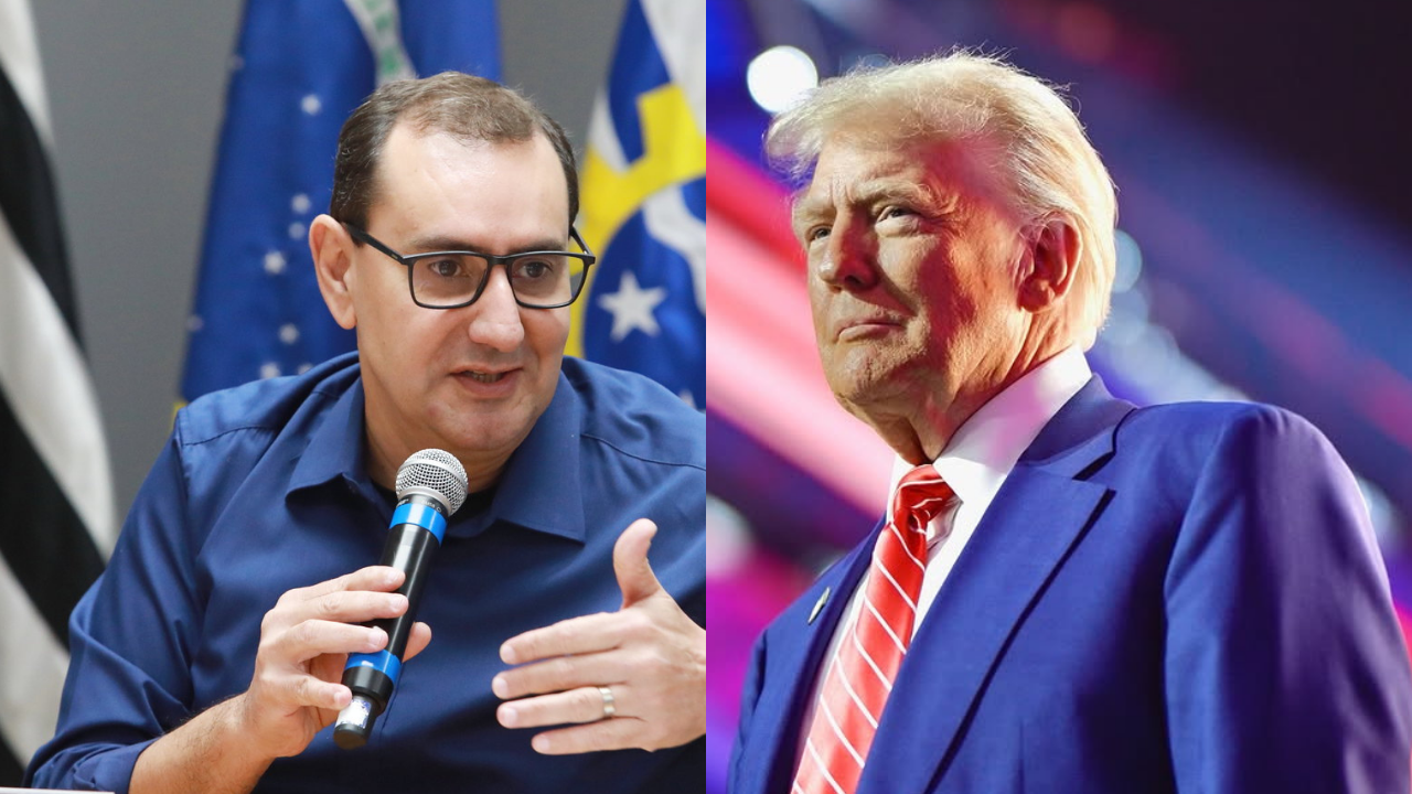 montagem com fotos de anderson farias e trump