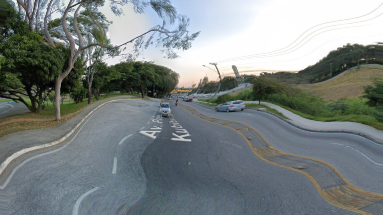 trecho da avenida Presidente Juscelino Kubitschek distorcido simulando visão causada pela embriaguez