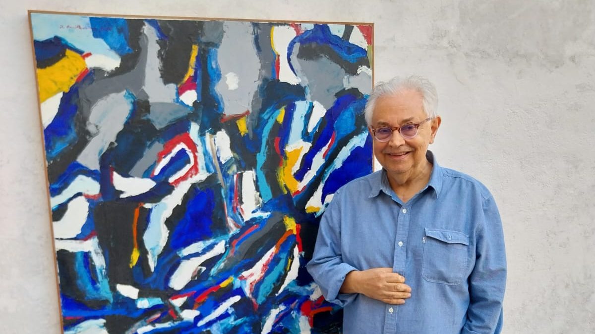 Depois de lançar novo livro, José Guilherme segue com tudo: agora apresenta telas abstratas e poemas no ateliê De Etser