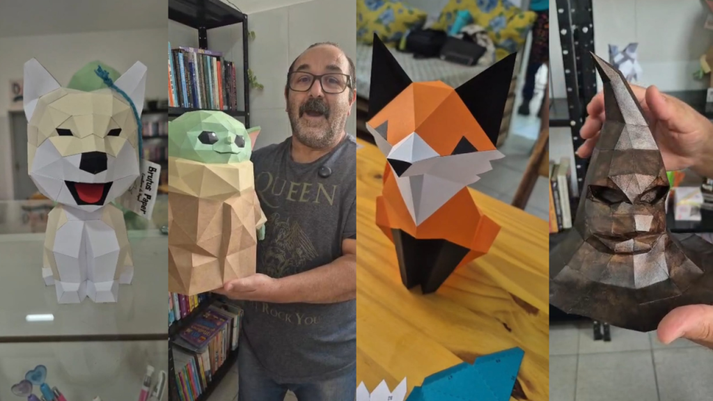 Da farda à tesoura: policial aposentado transforma papel em arte em SJC