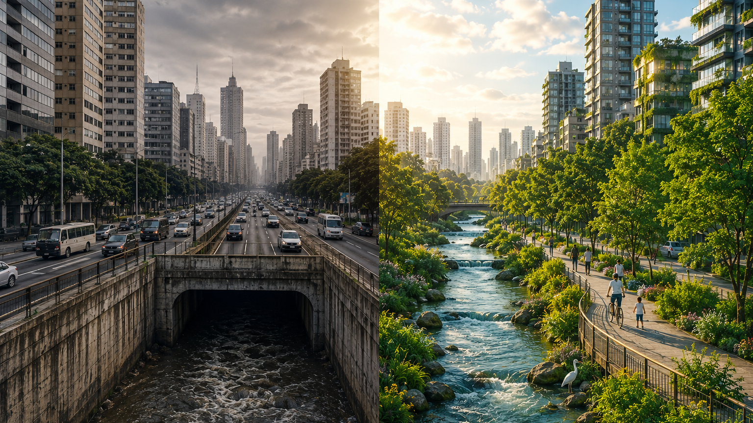 A cidade que esconde seus rios também esconde parte da solução?