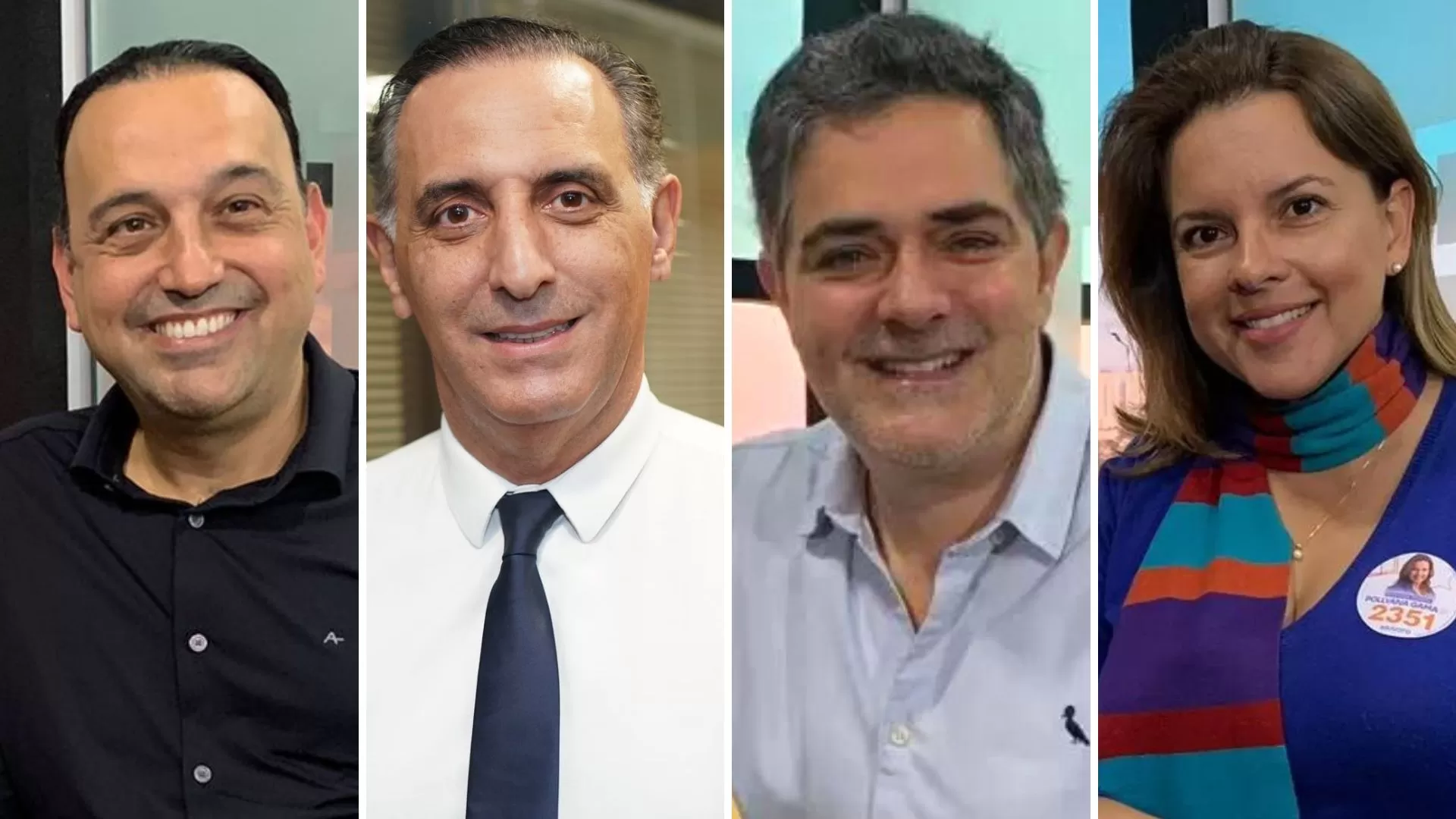 Arte com diversos candidatos do Vale do Paraíba, um ao lado do outro, sorrindo e olhando para a câmera.