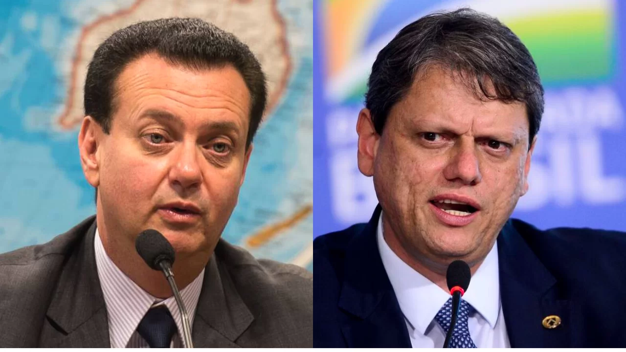 Gilberto Kassab, presidente do PSD, à esquerda, e Tarcísio de Freitas, governador eleito em SP, à direita.