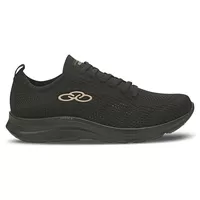 Tenis Olympikus preto, com detalhe cinza, em um fundo branco, vendido pela Humanitarian Calçados, loja de calçados em SJC.