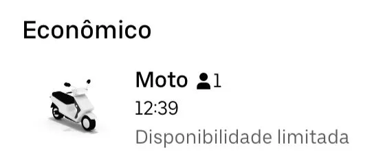 print do aviso da uber sobre quantidade limitada de motos