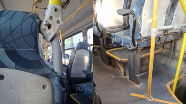 Ônibus com sujeira e poeira em SJC
